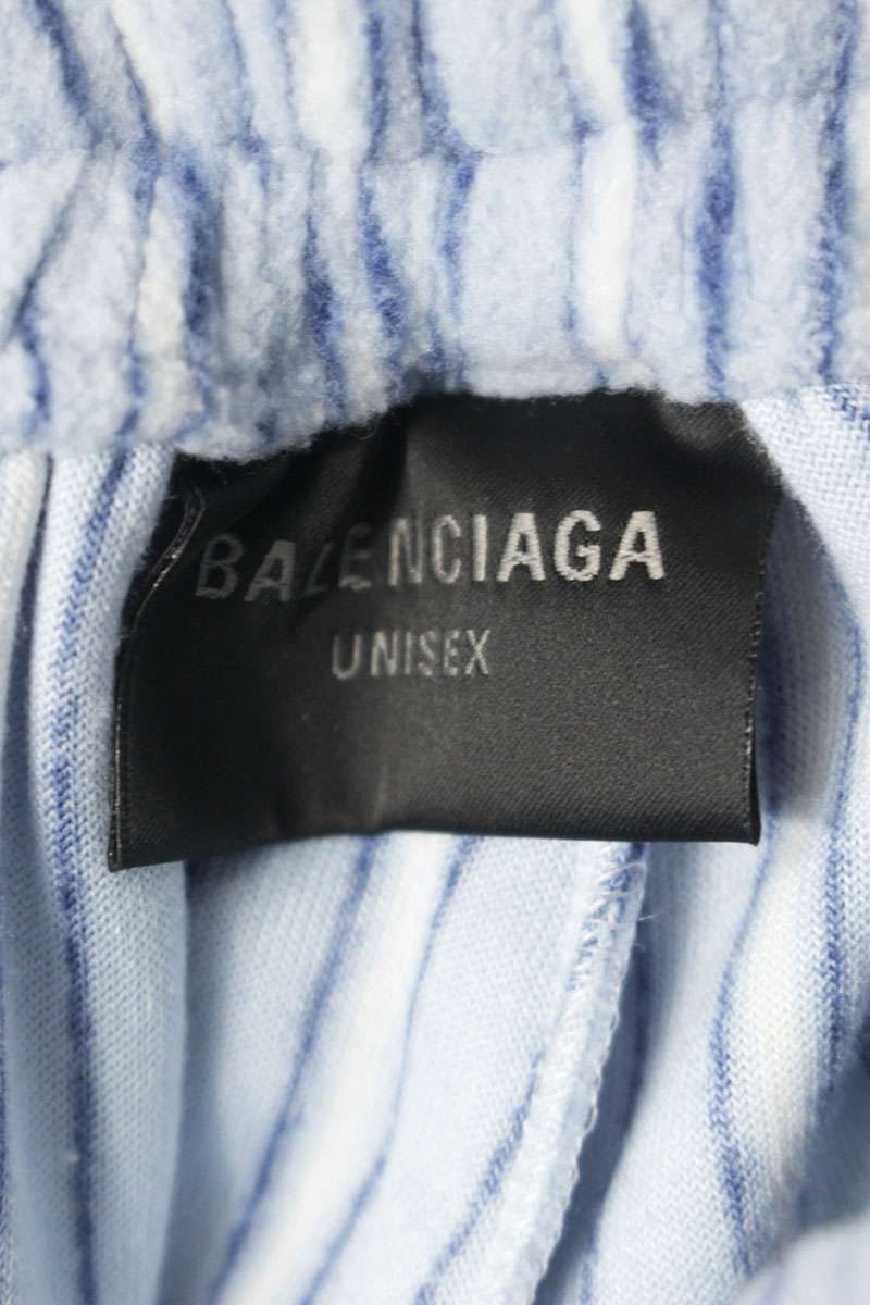 BALENCIAGA Stripe Fleece Pajama Pants Blue/White Size 28