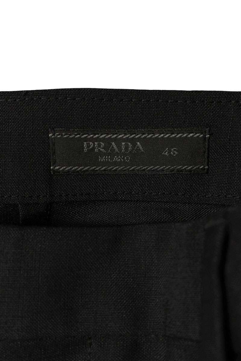 PRADA Triangle Plate Mohair Wool Slacks Black Size 33
