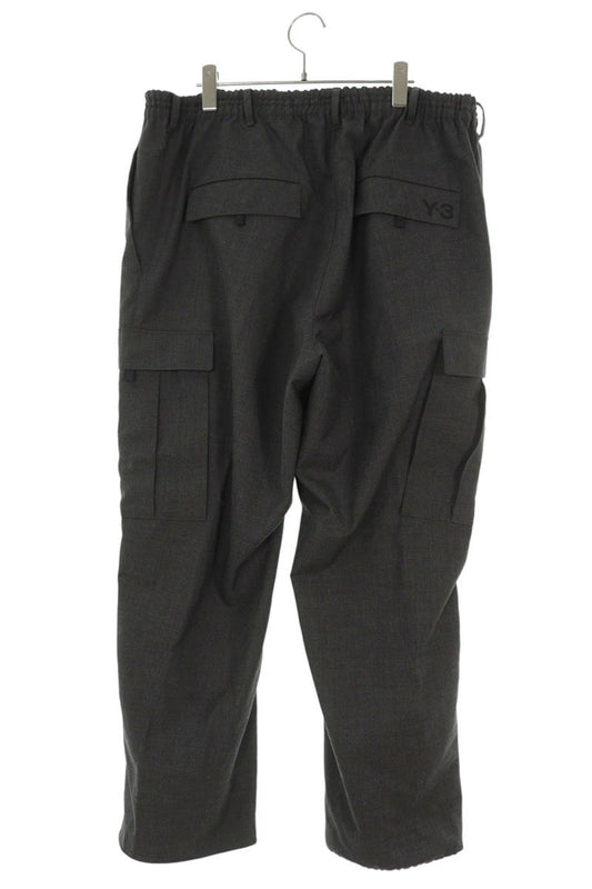 Y-3 Logo Print Drop Crotch Cargo Pants Gray Size 36