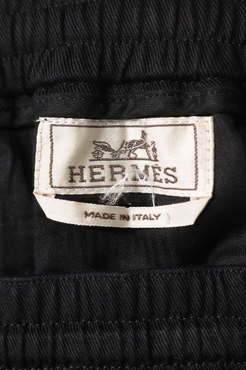 HERMES Cotton Tapered Hem Zip Pants Black Size 30