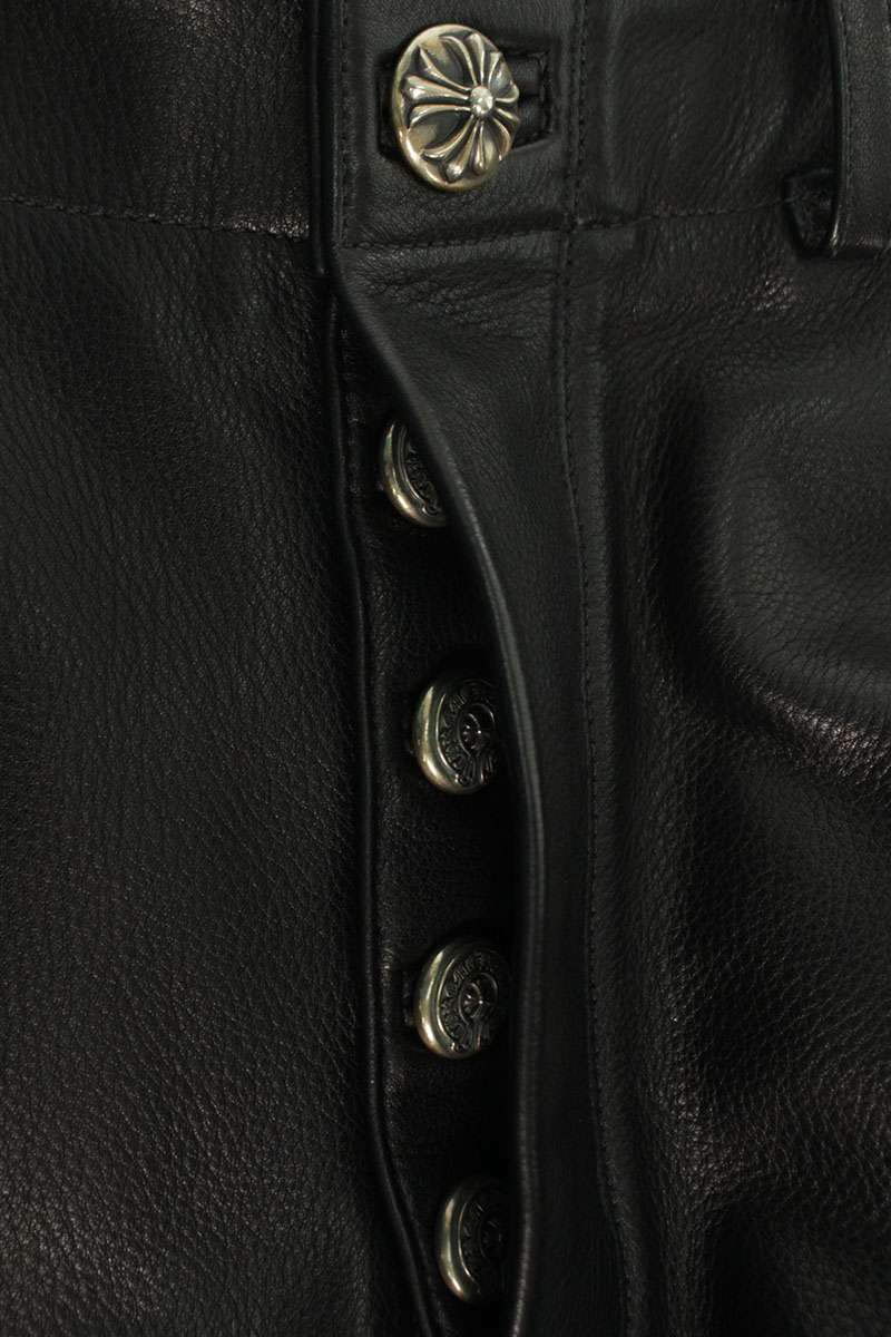 Chrome Hearts DEVIL DOG LTHR Cross Button Leather Size 32