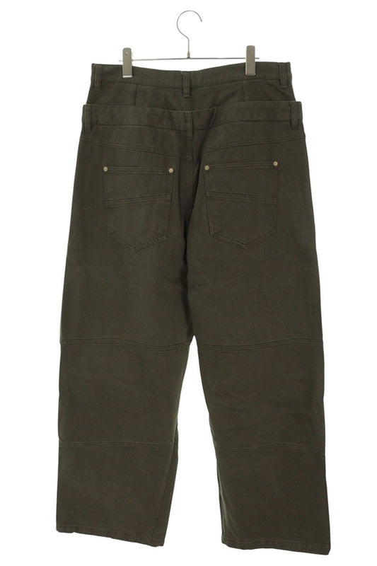 FAR FROM WHAT Double Waist Layered Pants Green Size 34