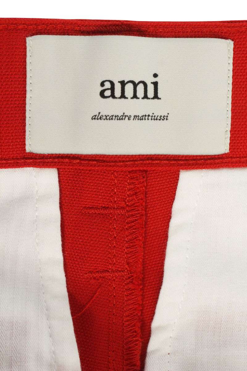 AMI Alexandre Mattiussi Red Wool Belted Wide Size 28