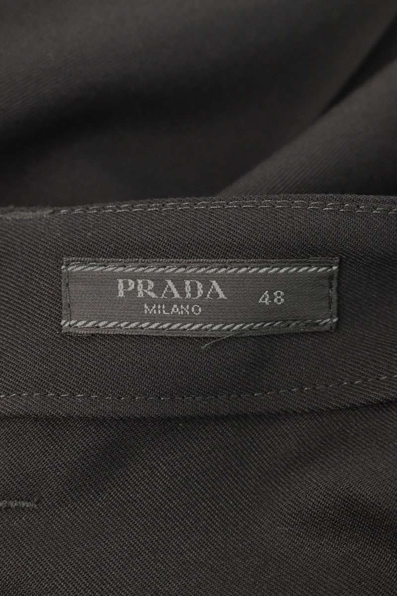 PRADA Triangle Plate Wool Pants Black Size 34