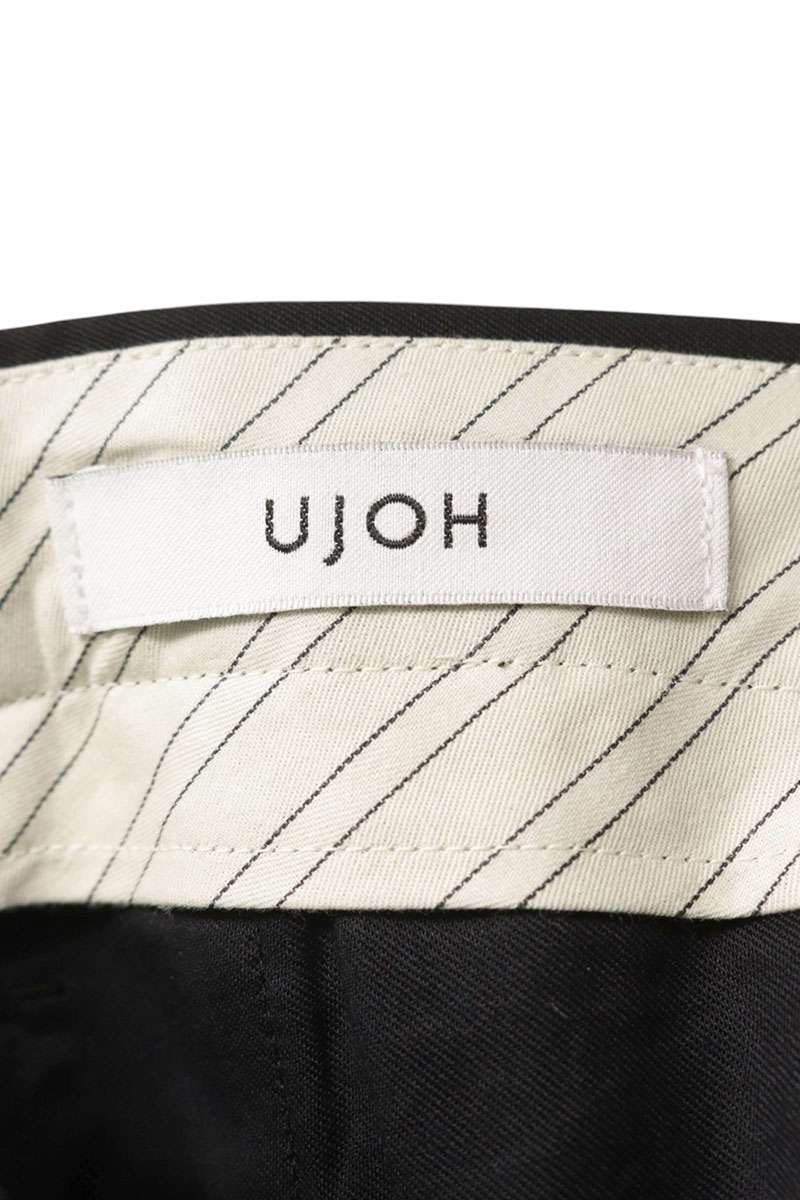 UJOH Two-Pleat Easy Wide Wool Slacks Black Size 38