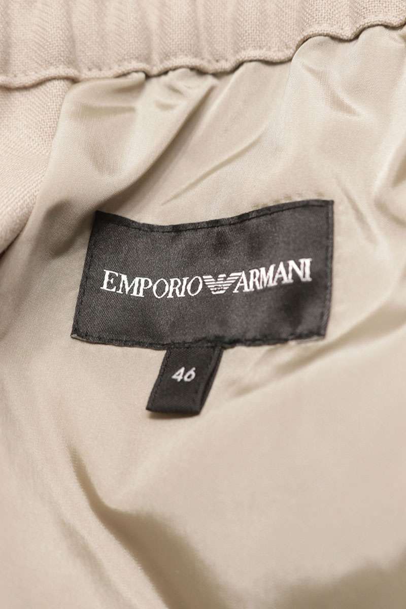 EMPORIO ARMANI Drawstring Straight Wool Pants Beige Size 33