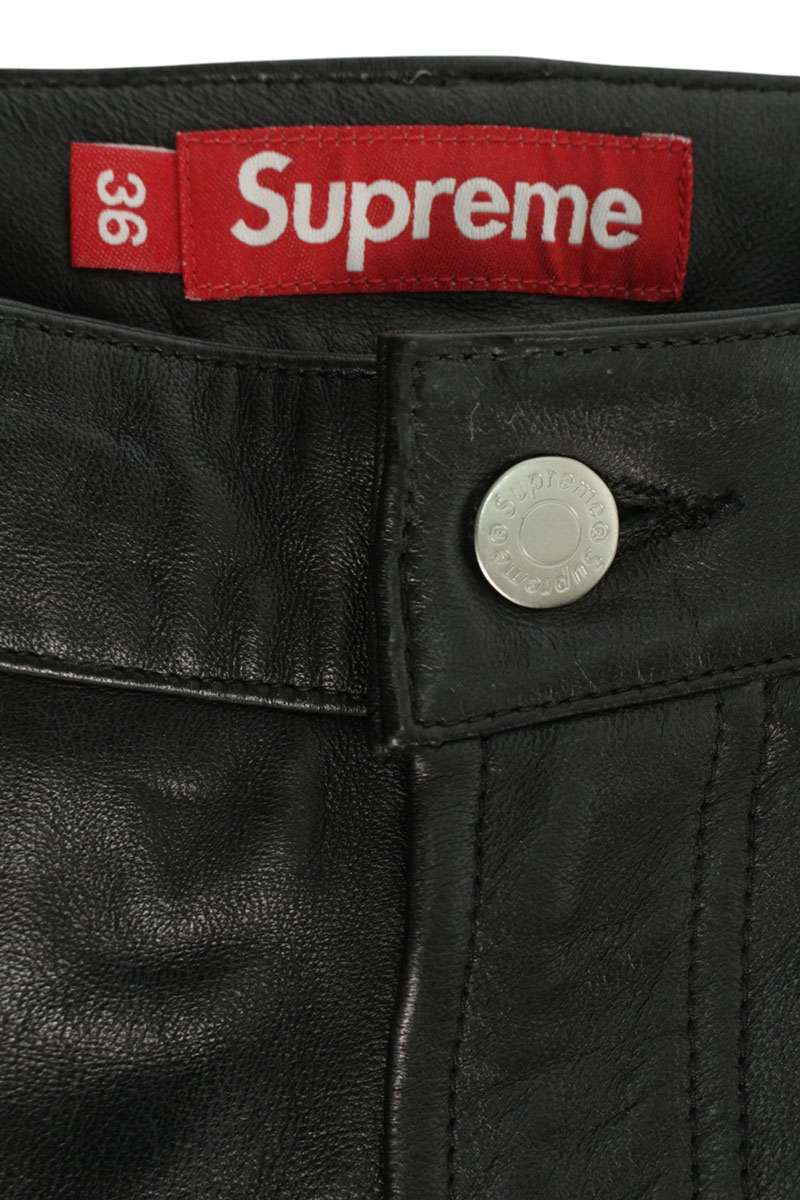 SUPREME 24AW Leather Baggy 5-Pocket Jean Black Size 36