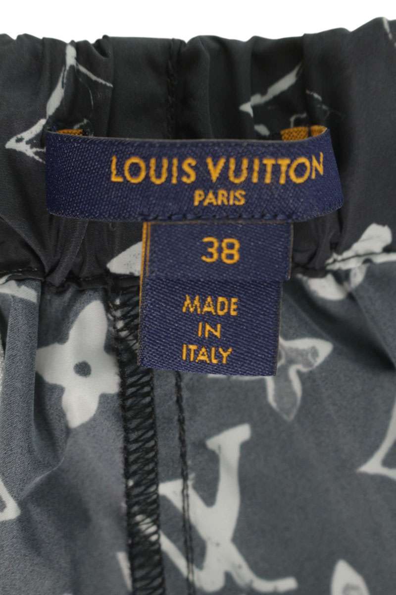 LOUISVUITTON Stencil Effect Monogram Nylon Pants Size 38