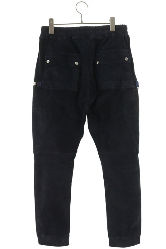 Rick Owens Bauhaus Cargo Leather Pants Dark Navy Size 34
