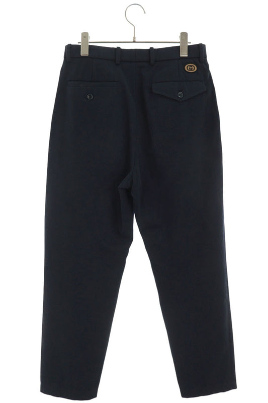 GUCCI GG Logo Patch Slacks Navy Blue Size 33