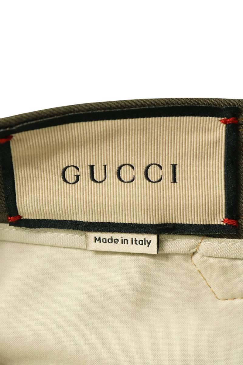 GUCCI Cinch Back Wool Slacks Khaki Size 34