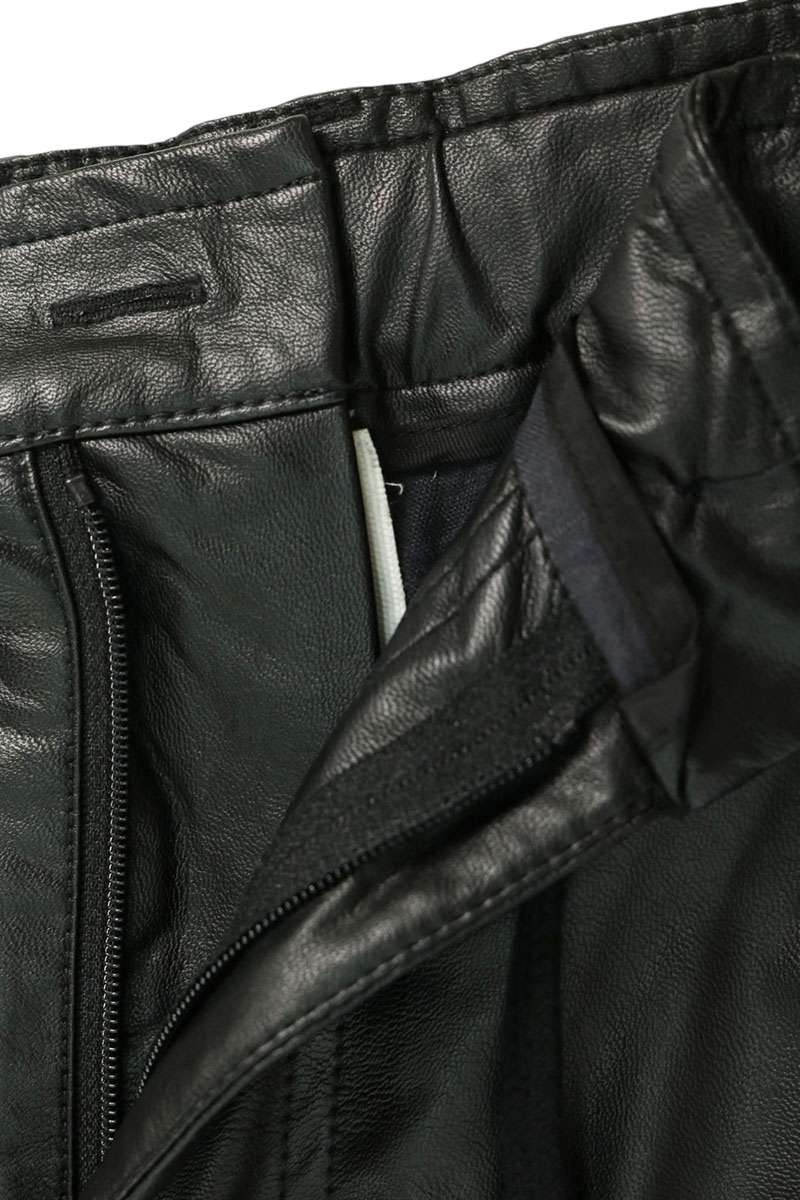 MM6 S52AK0510 Textured Faux Leather Pants Black Size 38