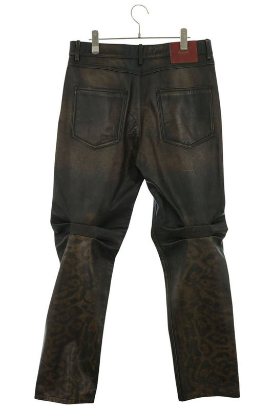 424 Leopard Print Biker Leather Pants Brown Size 34