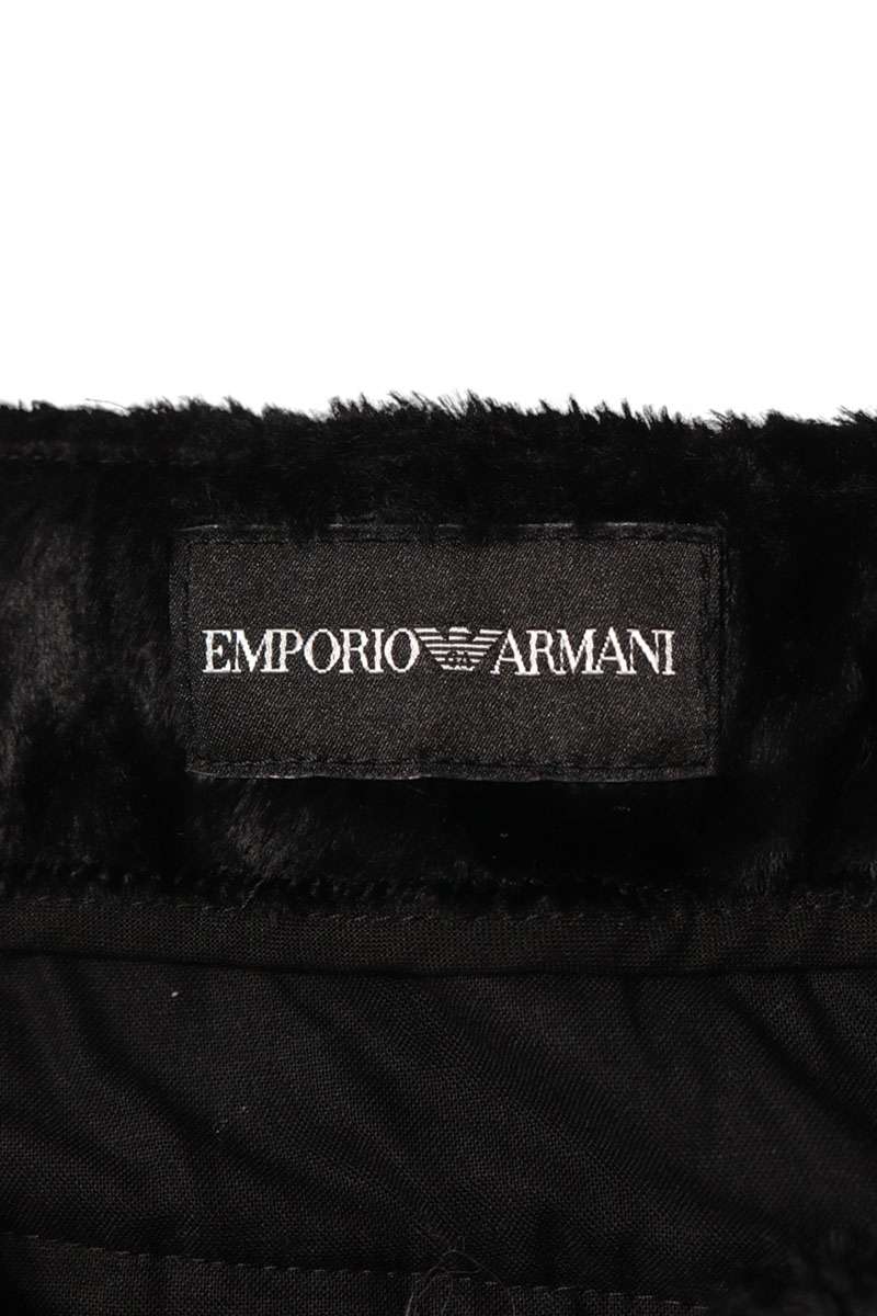 EMPORIO ARMANI Velour Straight Pants Black Size 48