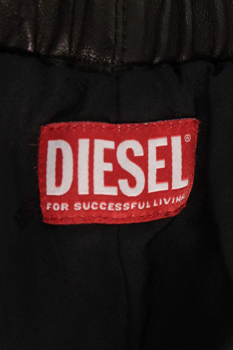 DIESEL Leather Long Pants Black Size 44