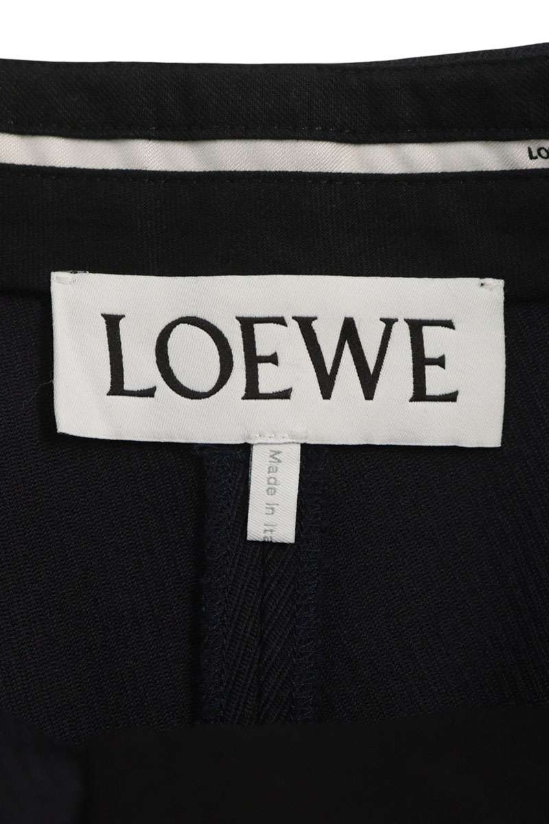 LOEWE 26SS Front Patch Pleated Pants Navy Size 48