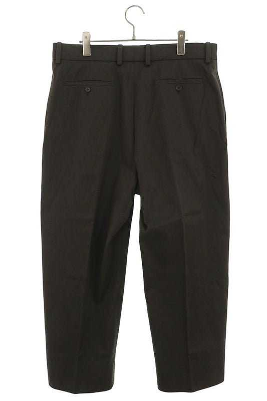 HERMES Tucked Wide Chino Cotton Pants Brown