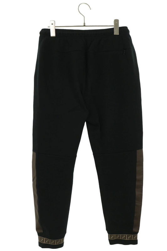 FENDI FF Zuccap Pattern Rib Sweatpants Black Size 46