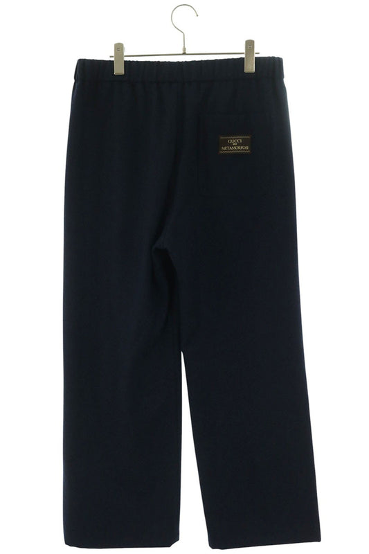 GUCCI Logo Patch Wool Pants Navy Size 48