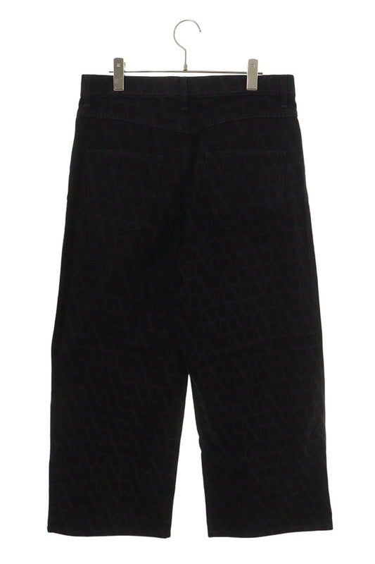 VALENTINO Iconograph Print Cotton Pants Black Size 32