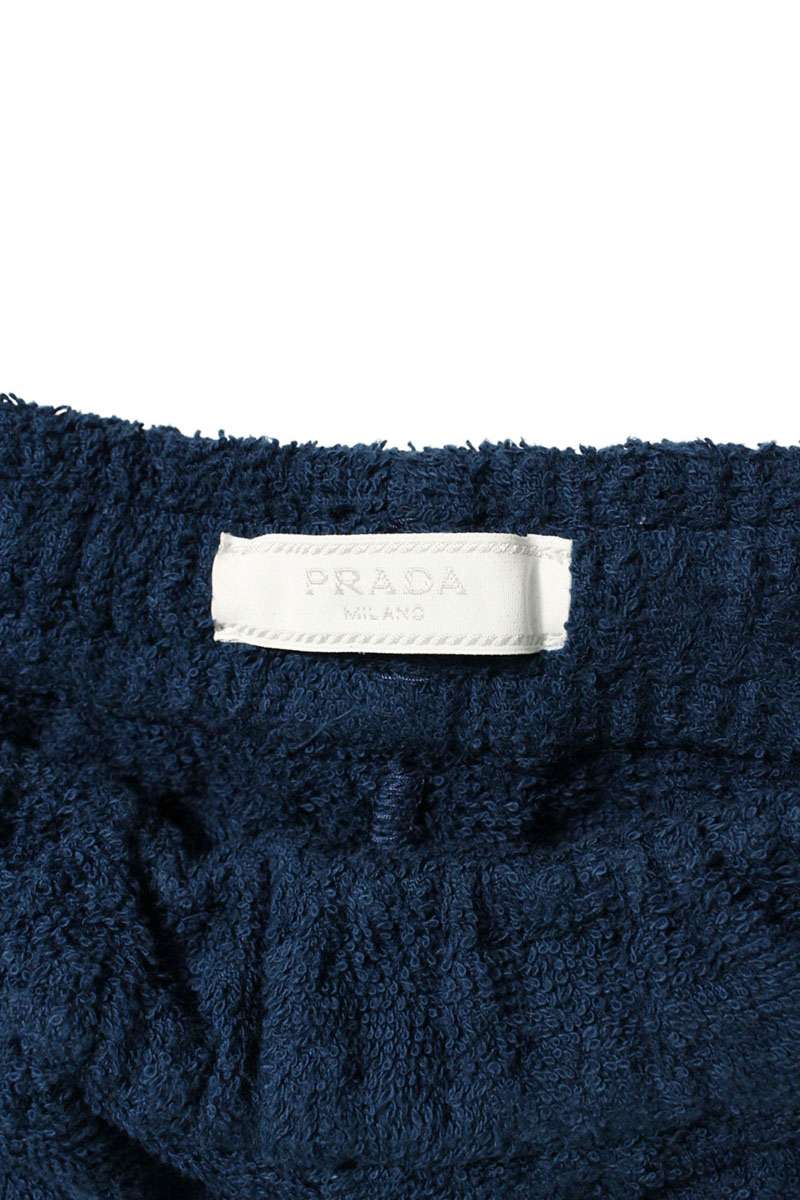 Prada Triangle Logo Terry Cloth Shorts Navy Size 30