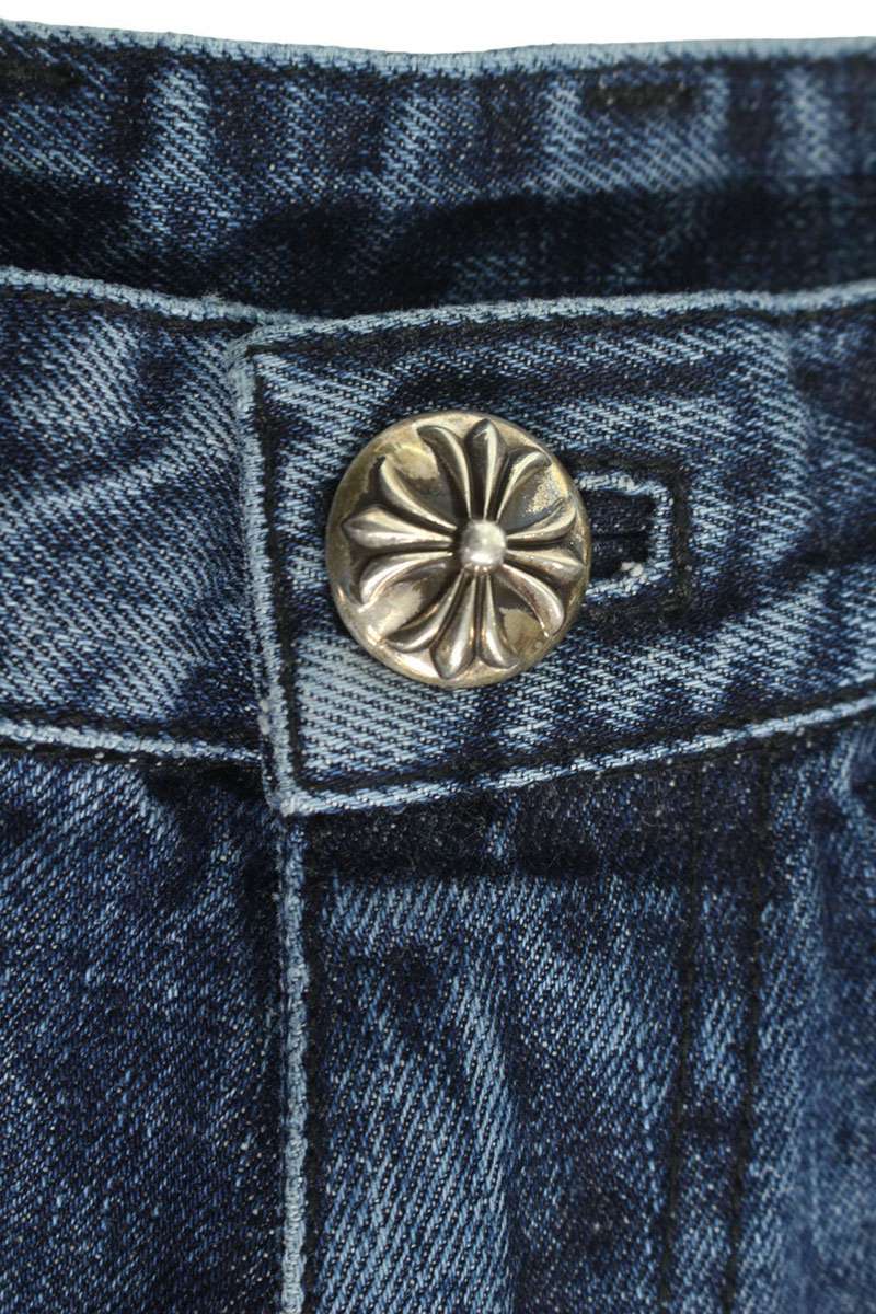 Chrome Hearts DENIM SHORTS Cross Patch Button Indigo Size 26