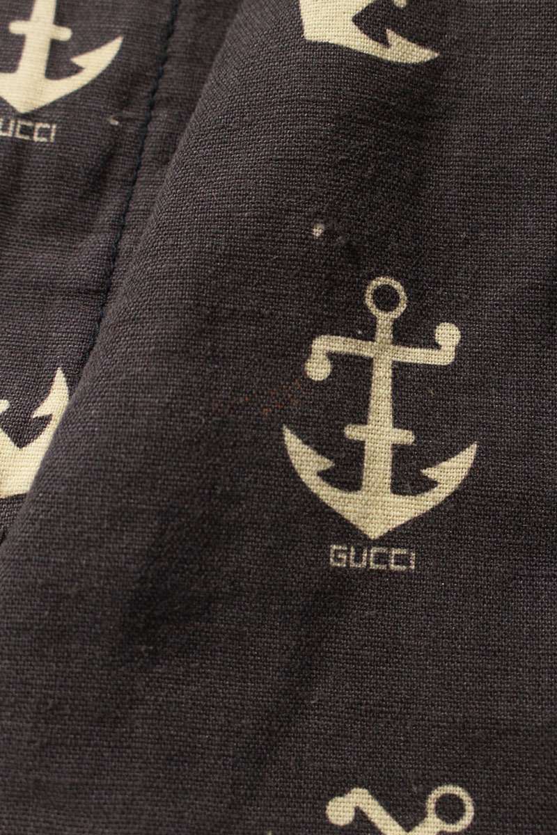 GUCCI Anchor Print Linen Cotton Shorts Gray Size 34