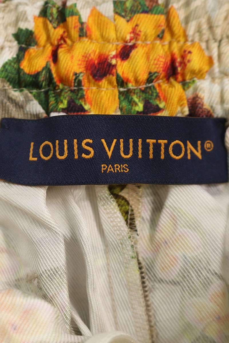 LOUISVUITTON 24AW Monogram Flower Silk Shorts Beige Size 34
