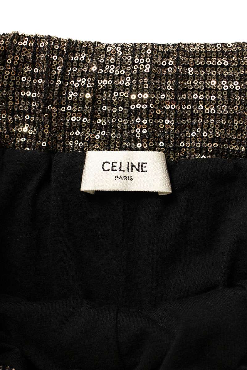 CELINE All-Over Sequin Shorts Gold/Black Size 30