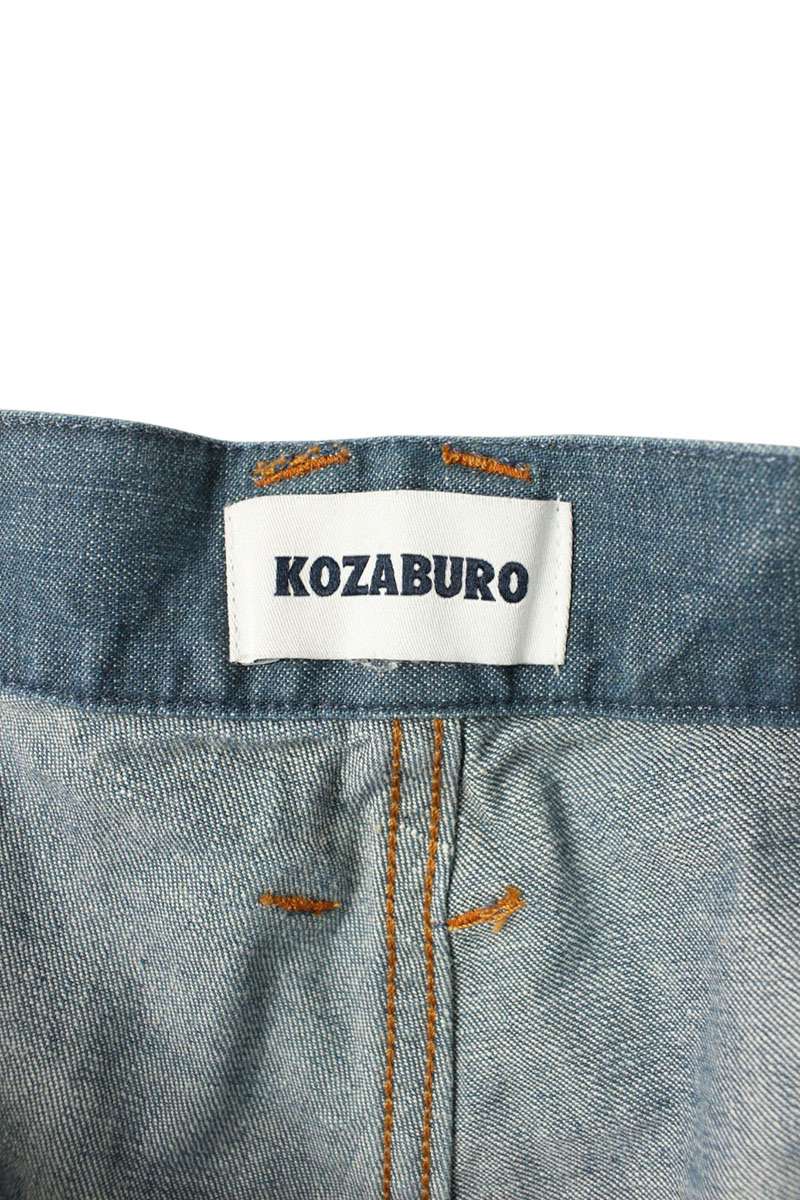 KOZABURO 26SS Wide Leg Knee Patch Shorts Blue Size 30