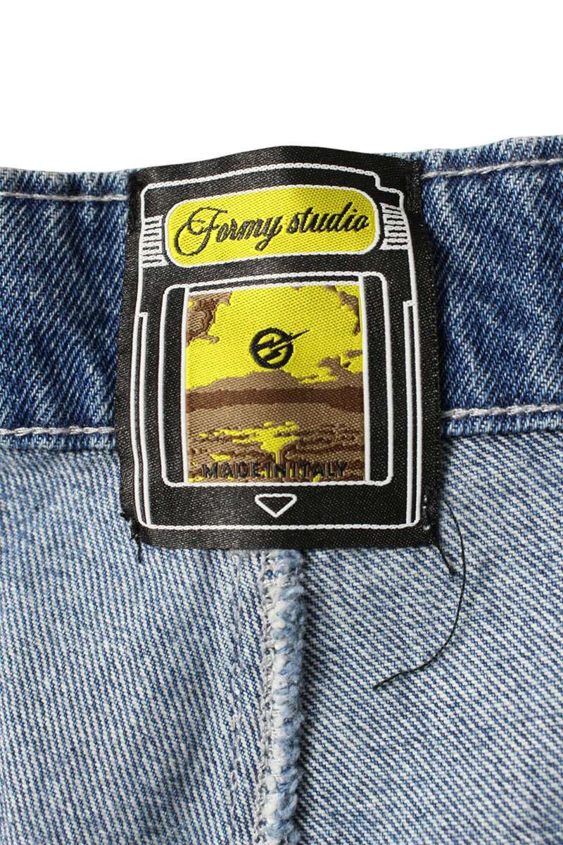 FORMY STUDIO Embroidered Damaged Denim Shorts Indigo Size 34