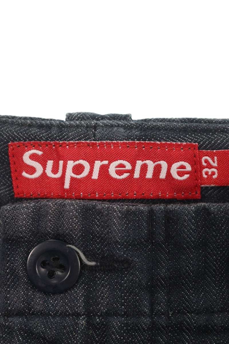 SUPREME Herringbone Cargo Shorts Navy Cotton Size 32