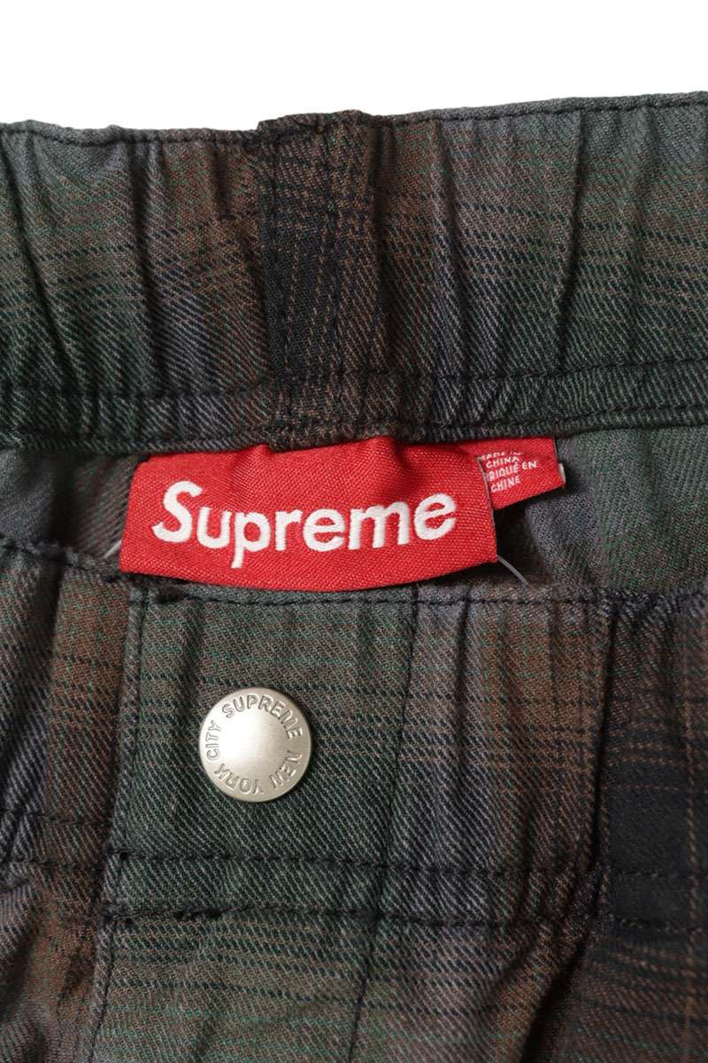 SUPREME 25SS Shadow Plaid Cargo Shorts Green Size 34