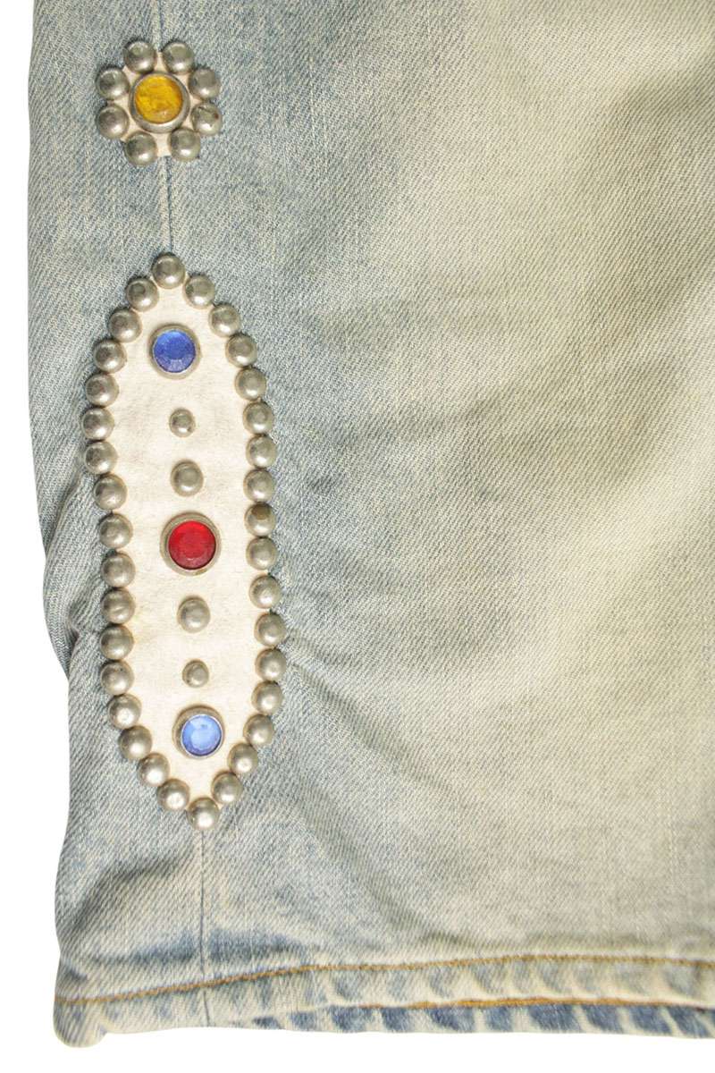 KAPITAL Rhinestone Embellished Indigo Denim Shorts Size 32