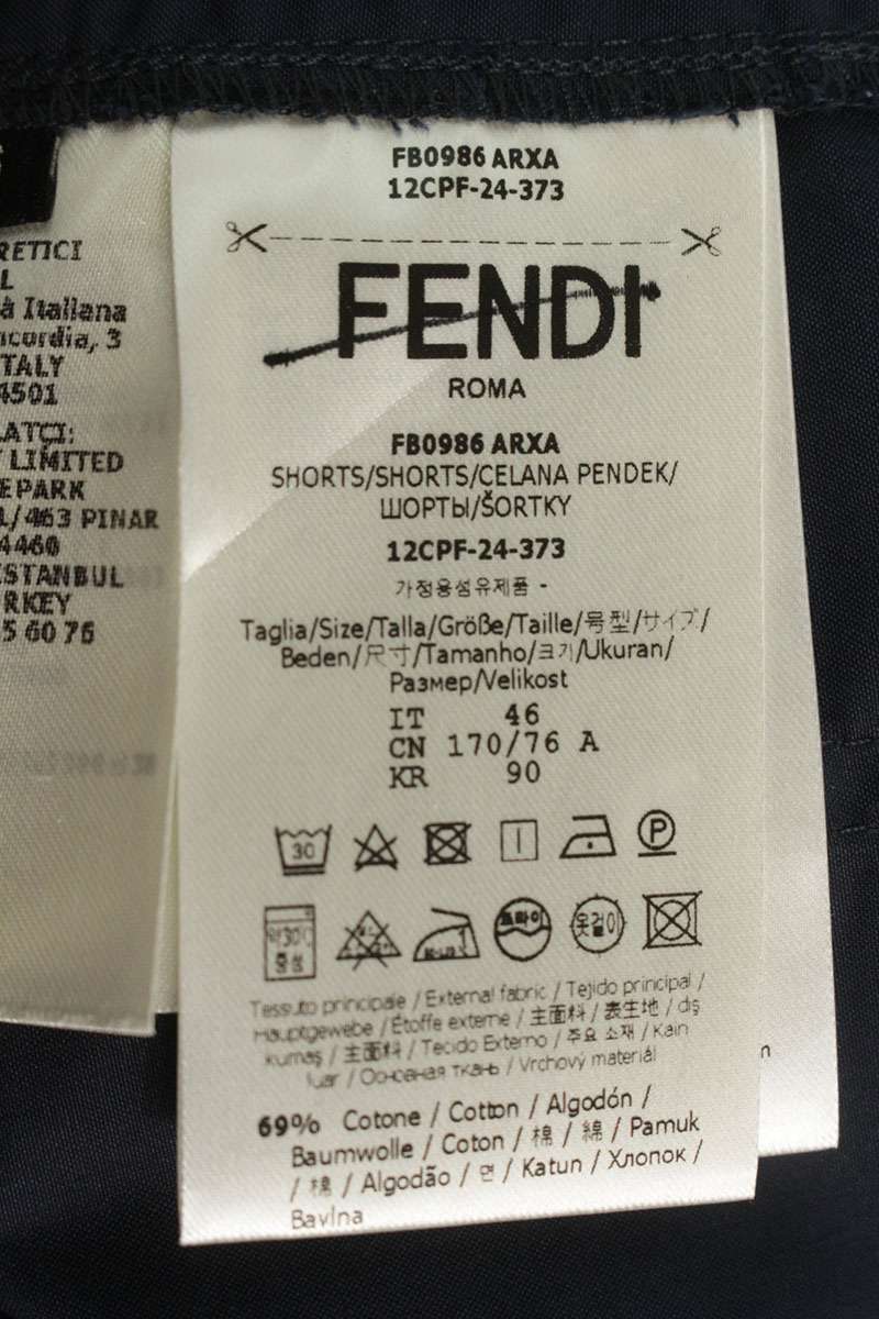 FENDI ARXA FF Back Pocket Bermuda Cotton Shorts Navy Size 33