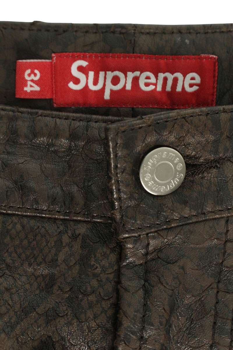 SUPREME 25SS Baggy Leather Short Snakeskin Brown Size 34