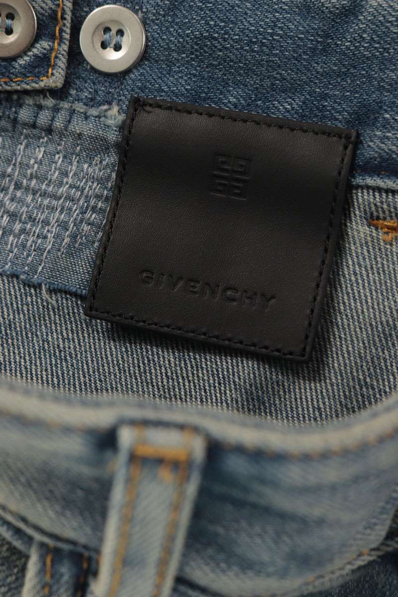 GIVENCHY Distressed Moleskin Denim Shorts Indigo Size 31