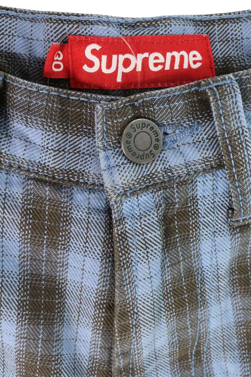 SUPREME 24SS PLAID BAGGY SHORT Blue Size 30