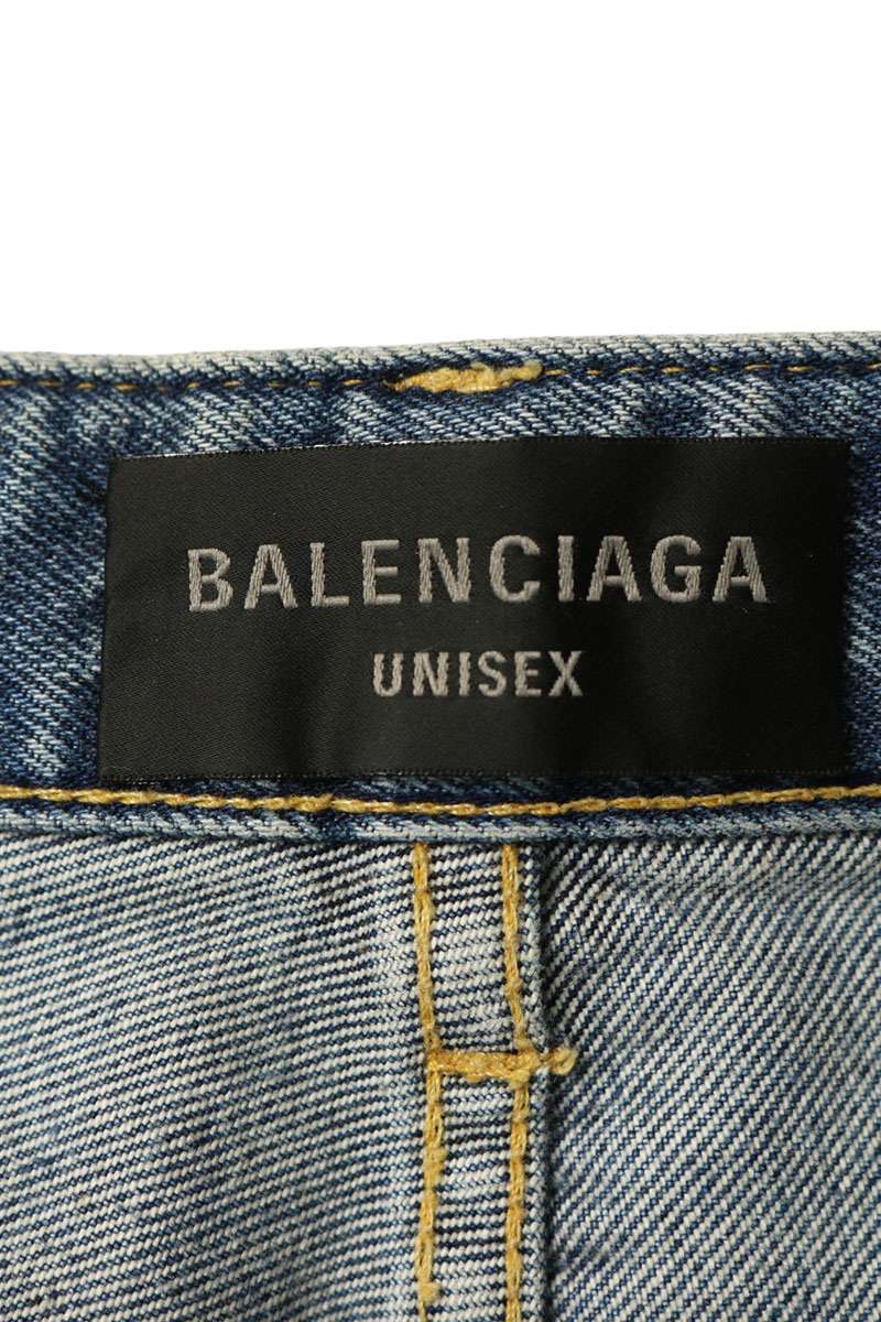 BALENCIAGA Baggy Graffiti Denim Shorts Blue Size XS