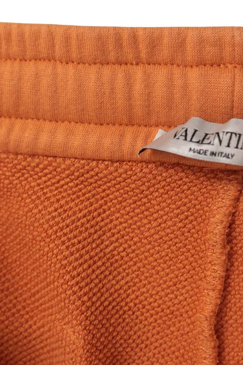 VALENTINO Logo Patch Cotton Shorts Orange Size XS