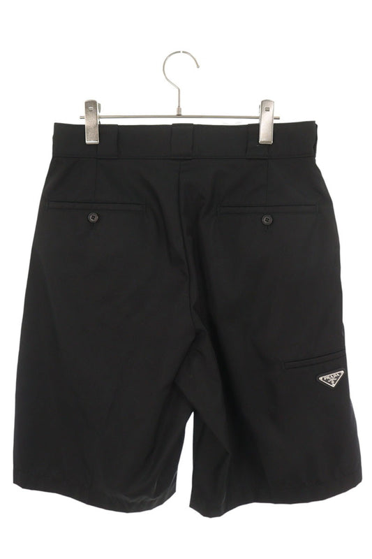 PRADA Nylon Triangle Plate Shorts Black Size 44