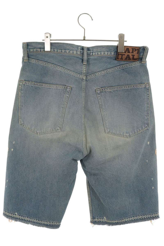 KAPITAL Bone Embroidered Denim Shorts Indigo Size 36