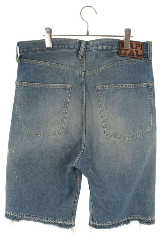 KAPITAL Bone Embroidered Denim Shorts Indigo Size 34