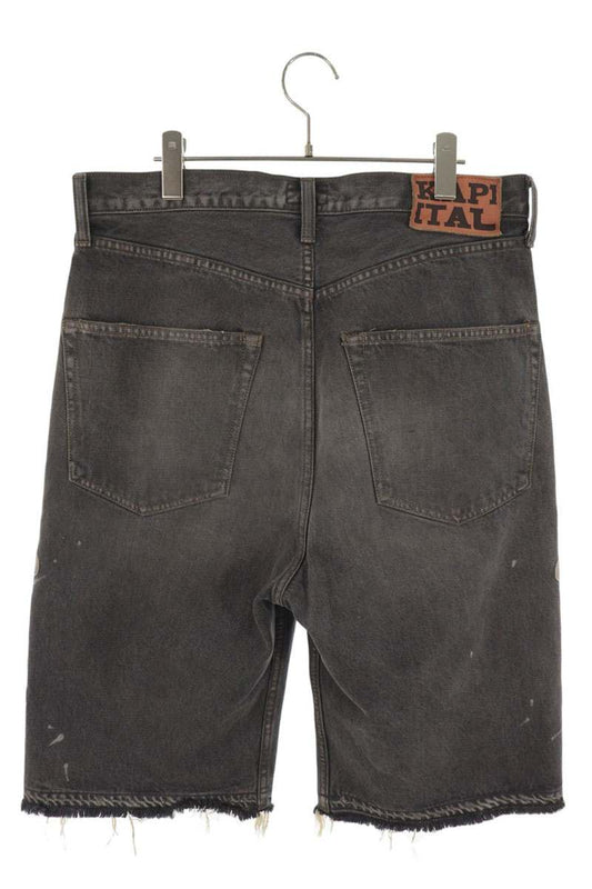 KAPITAL Bone Embroidered Denim Shorts Black Size 34
