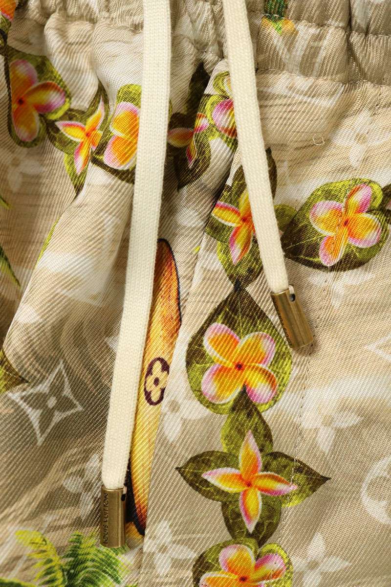 LOUISVUITTON 24AW Monogram Flower Silk Shorts Beige Size 48