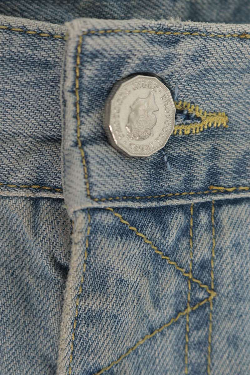 Protocol Index Long Zipper Distressed Denim Blue Size 2