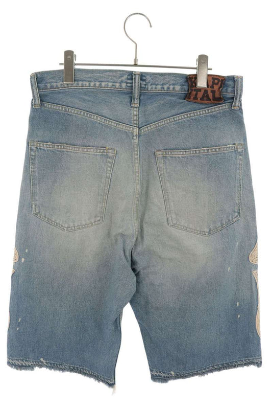 KAPITAL Bone Embroidered Denim Shorts Indigo Size 32