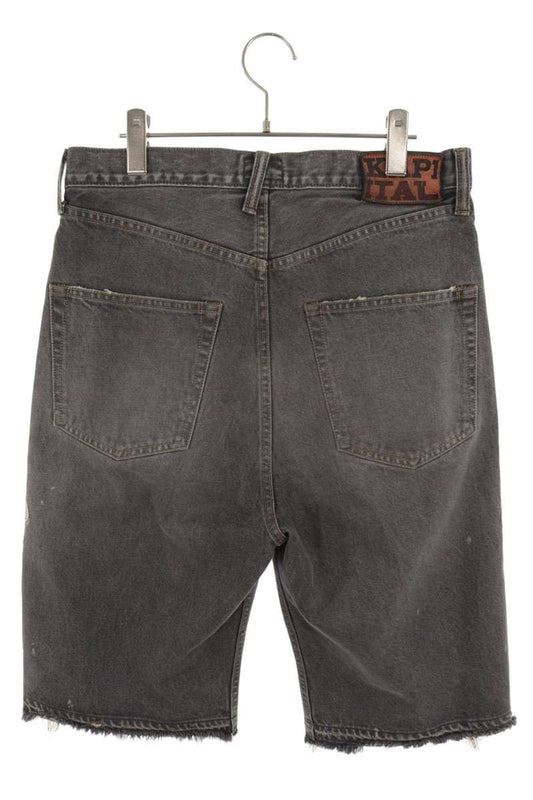 KAPITAL Bone Embroidered Denim Shorts Black Size 32