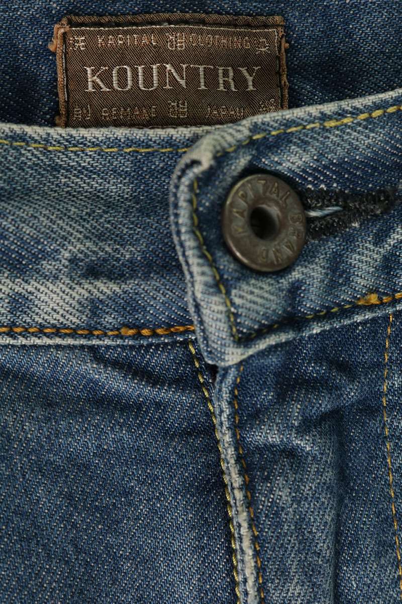 KAPITAL Bone Embroidery Denim Shorts Blue Size 32