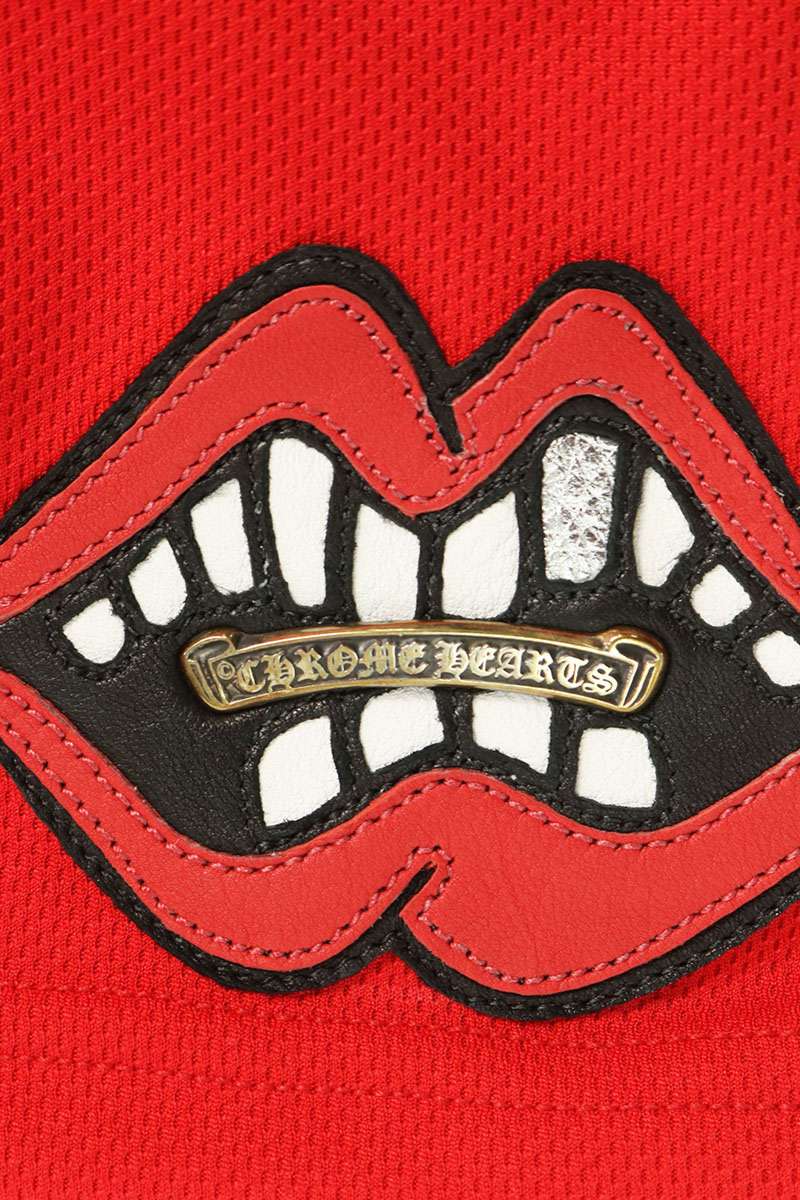 Chrome Hearts Chomper Leather Patch Shorts Red/Silver Size M